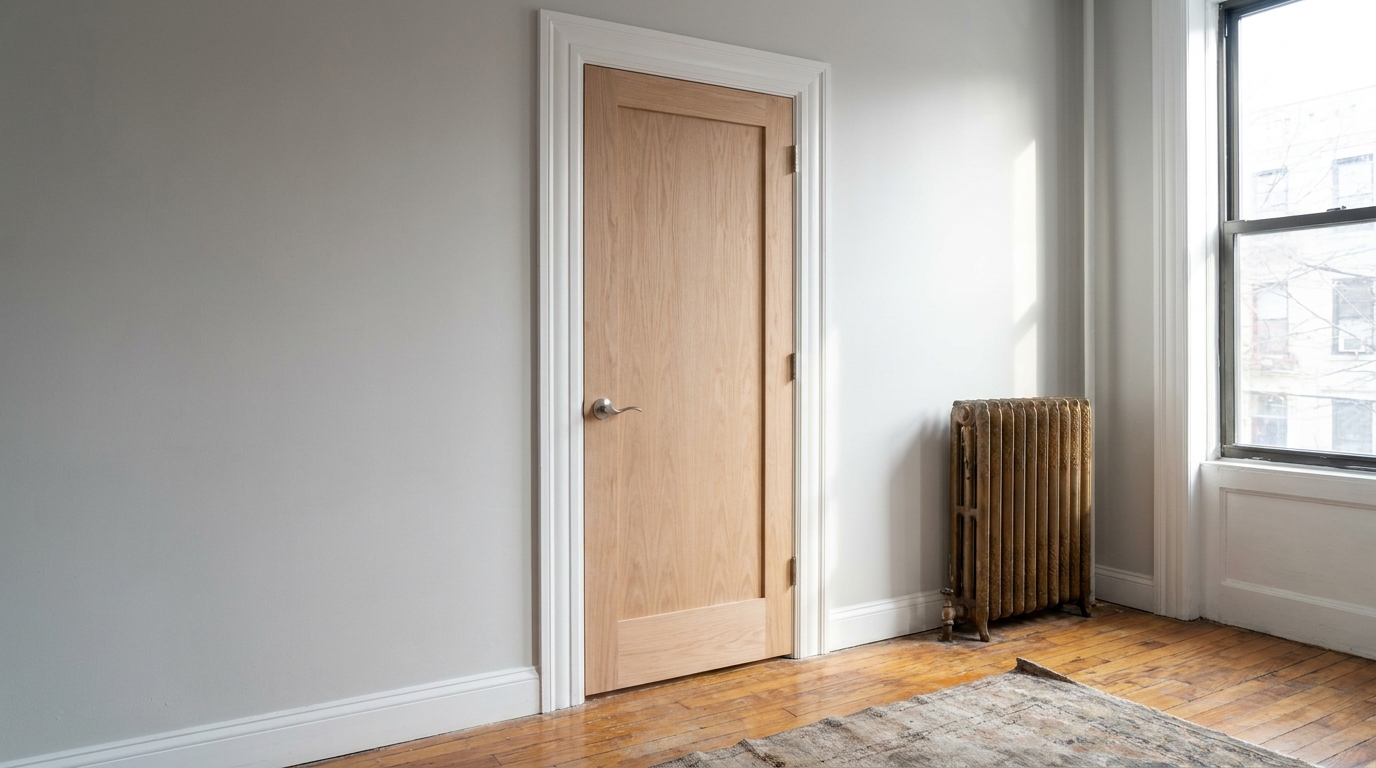 New interior door installed in a renovated NYC apartment